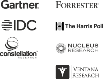 图表:Gartner, Constellation, The Harris Poll, Nucleus Research, IDC, Ventana Research, Forrester Logos